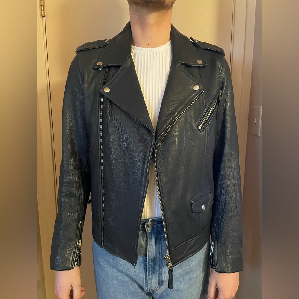 H&M Navy Leather Jacket